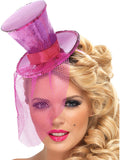Fever Mini Top Hat on Headband Pink Glitter