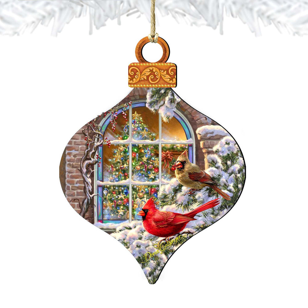 Winter House Cardinals Wooden Ornaments by Gelsinger - Christmas Decor - 8031110-1318