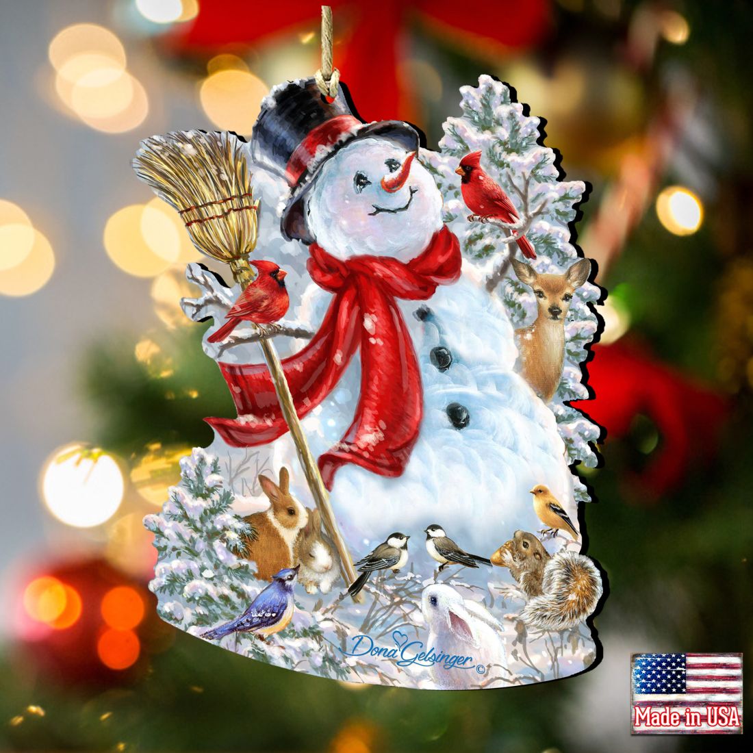 Old Worlds Snowman  Wooden Ornaments by Gelsinger - Christmas Santa Snowman Decor - 8161026-1624
