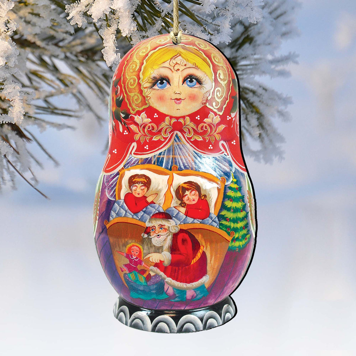 Christmas Night Matreshka Wooden Ornaments by G. DeBrekht - Christmas Decor - 8110731