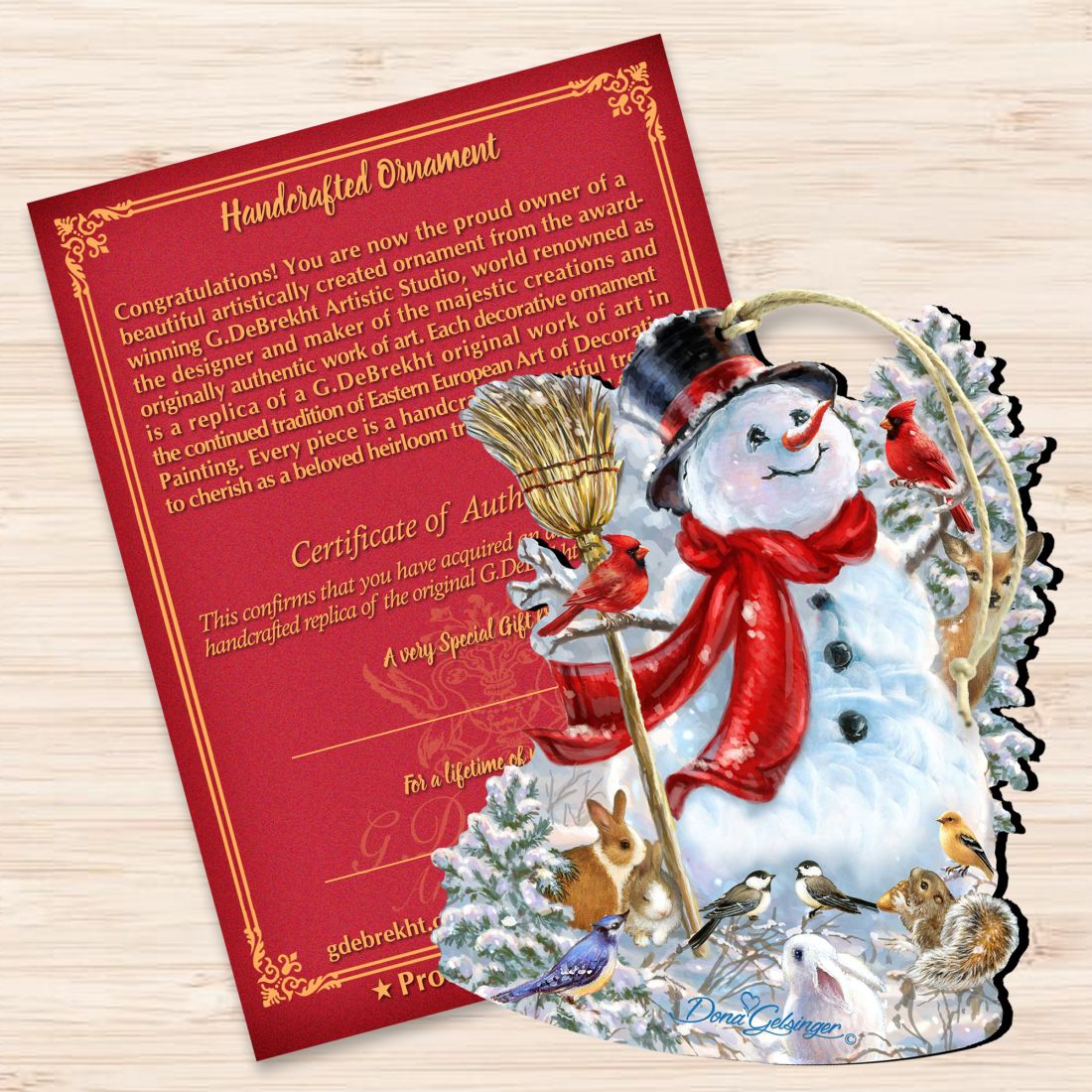 Old Worlds Snowman  Wooden Ornaments by Gelsinger - Christmas Santa Snowman Decor - 8161026-1624