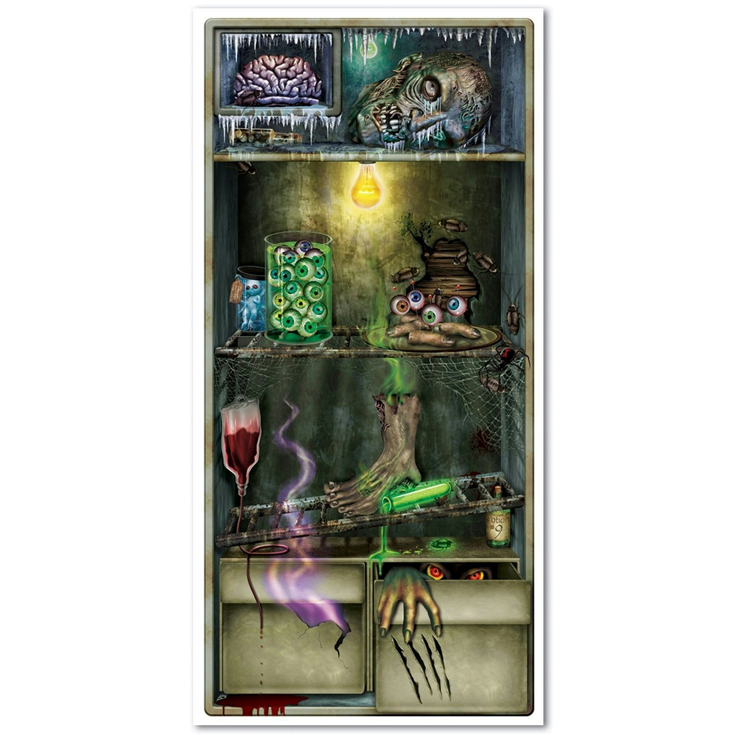 Haunted Scary Refrigerator Door Cover Brains Fingers