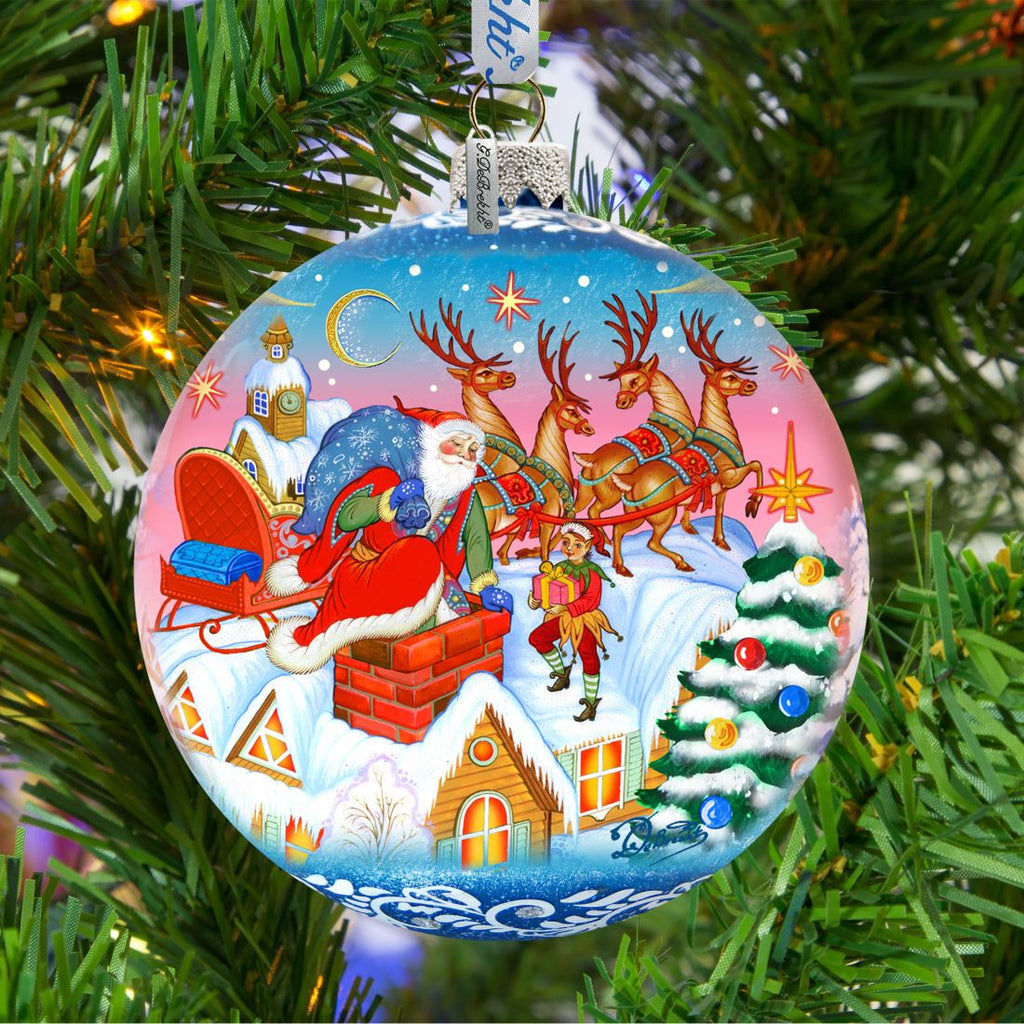Special Delivery Ball Glass Ornament Limited Edition by G. DeBrekht - Christmas Santa Snowman Decor - 73845
