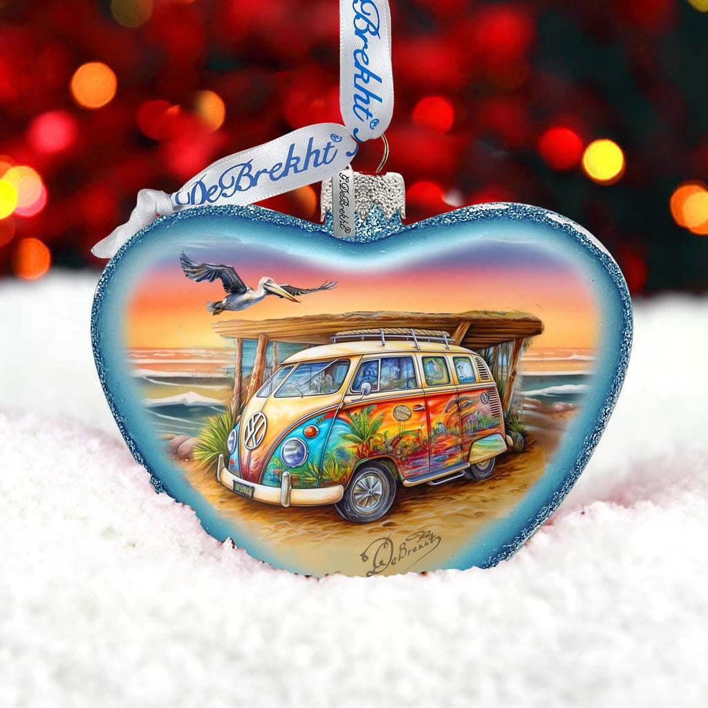 Coastal Truck Heart Glass Ornament by G. Debrekht - Christmas Decor - 753-091