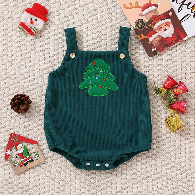 Santa Claus Christmas Tree Girls' Christmas Triangle Rompers