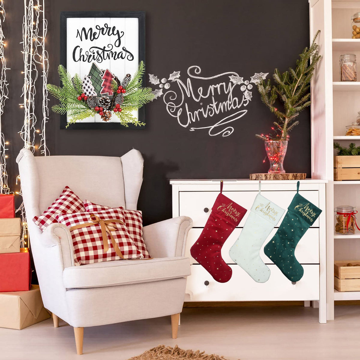 Christmas stockings Christmas gift bags Christmas candy bags gold foil embroidered socks three styles of long socks