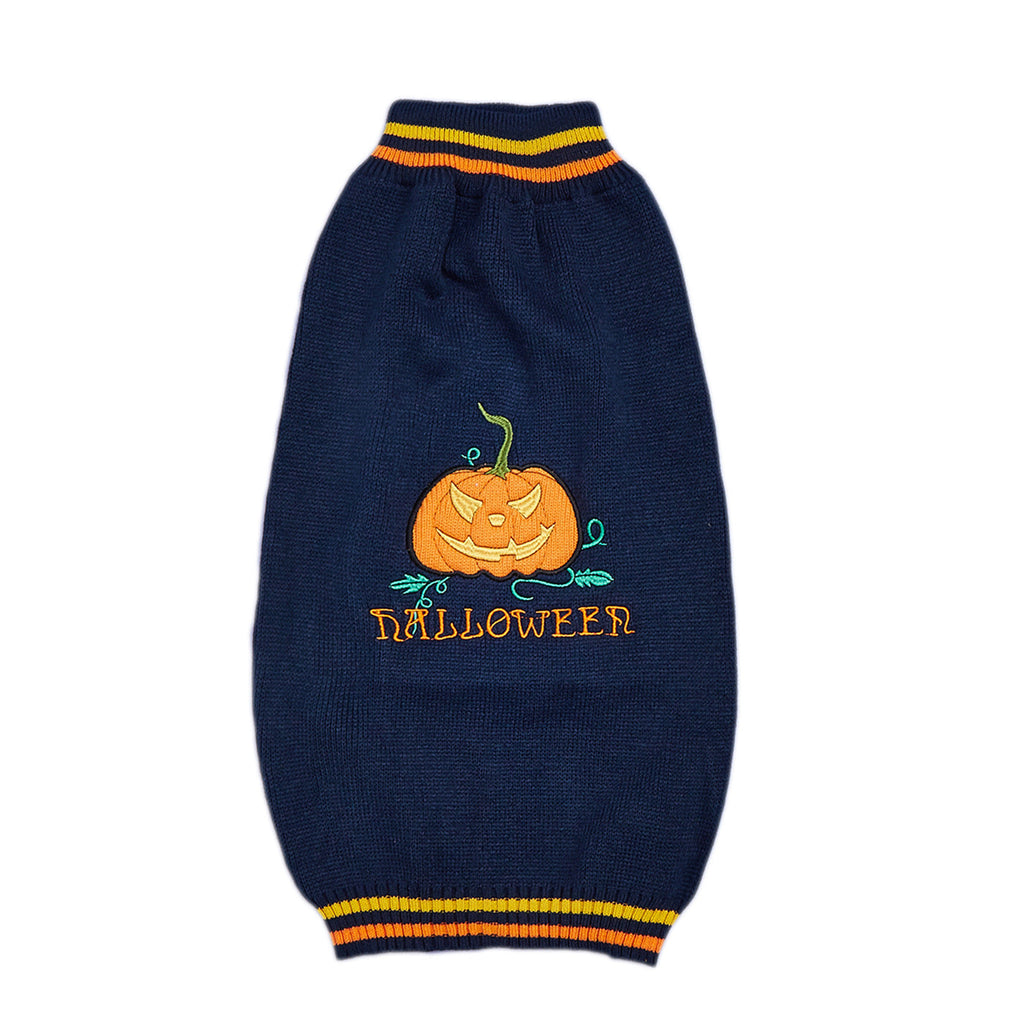 New Halloween Pumpkin Pet Sweater In Blue