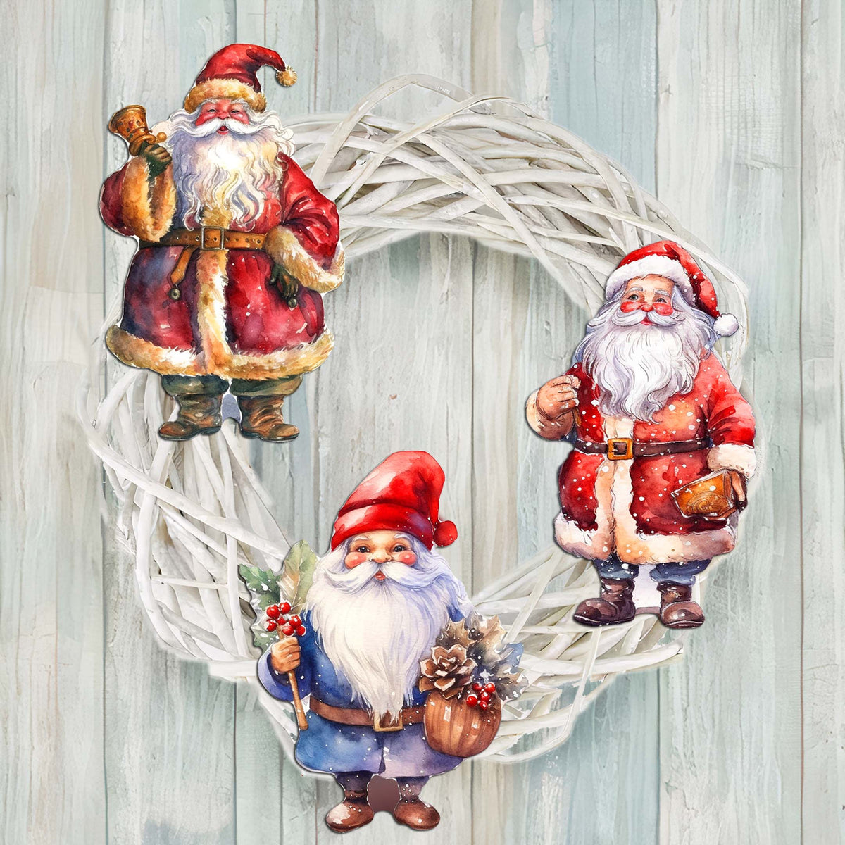 Santa Clip-On Eco Wood Decorative Ornaments Set of 3 by G. Debrekht - Christmas Decor - 8091009C-S3