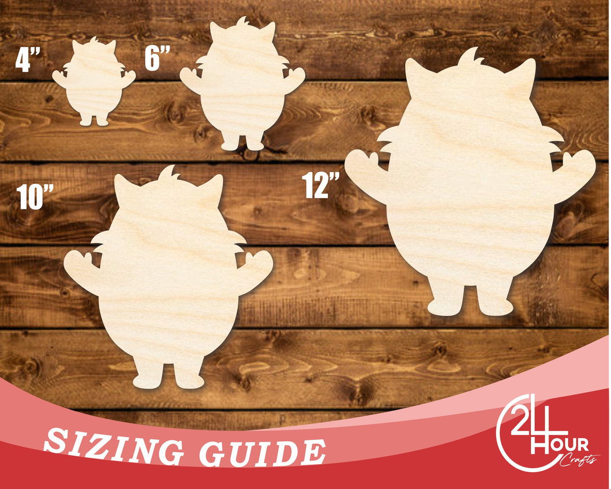 Unfinished Wood Cute Yeti Shape - Craft - up to 46" DIY