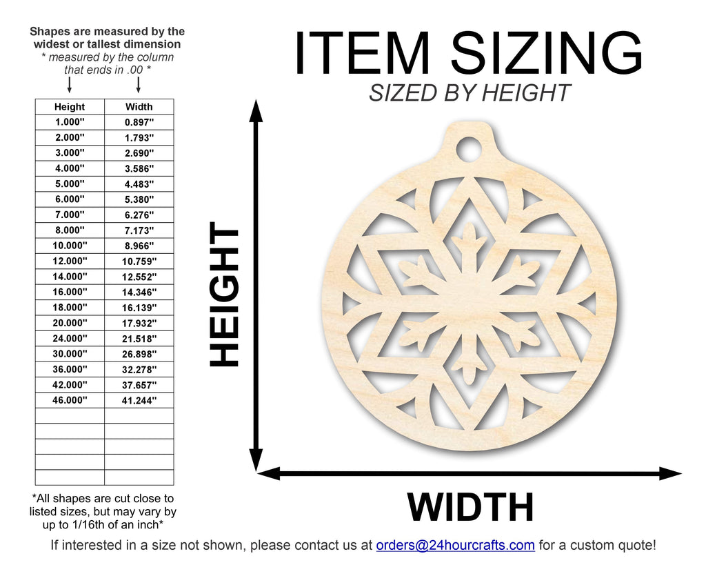 Unfinished Wood Snowflake Ornament Shape - Craft - up to 46" DIY