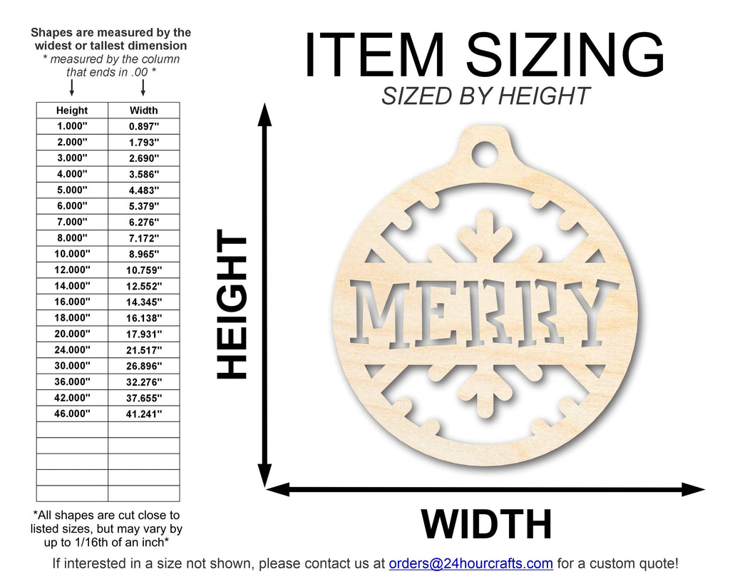 Unfinished Wood Merry Ornament Shape - Craft - up to 46" DIY