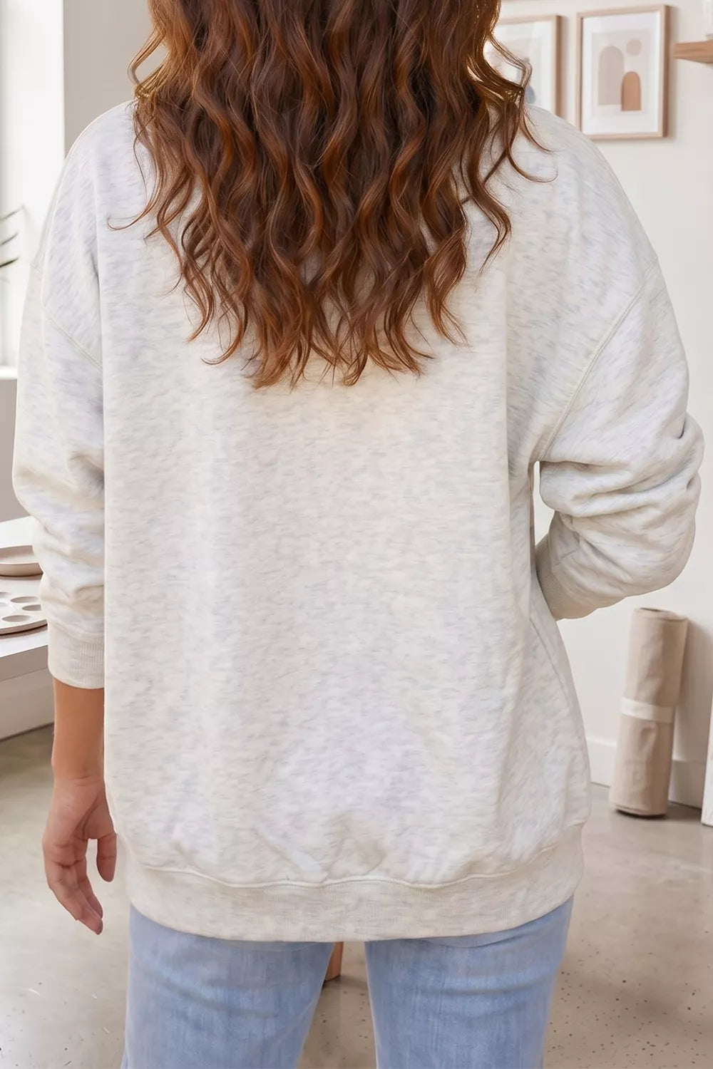Sequin Turkey Graphic Casual Pocketed Open Front Sweatshirt