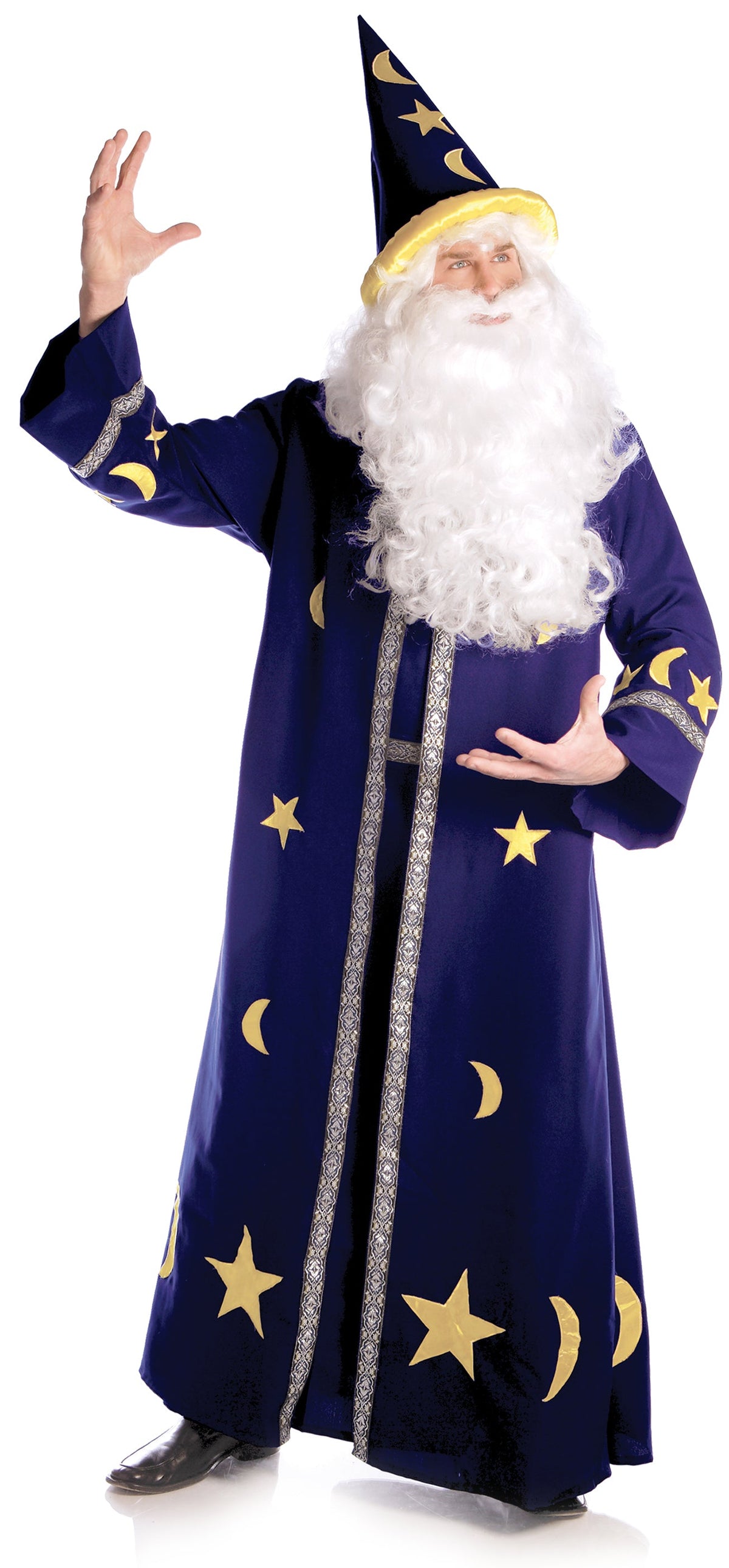 Spell Master Merlin Wizard Robe Blue with Yellow Stars Classic Adult Costume