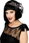 Fun World Fancy Gorgeous Gray and Black 1920's Beaded Feather Flapper Headband