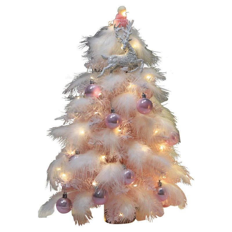 Pink Feather Desktop Christmas Tree Ornament