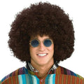 Jumbo Giant Brown Curly Afro Hippie 60's 70's Generation Costume Wig for Adults