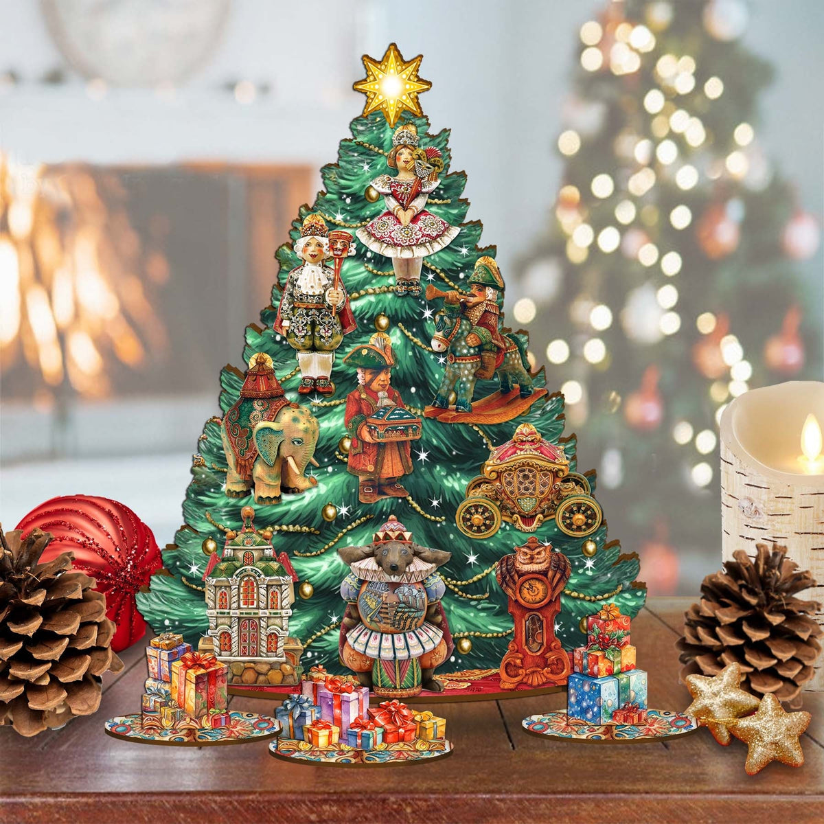 Nutcracker Masquerade Christmas Tree Eco Wood Set by G.DeBrekht Christmas Decor - 8091519