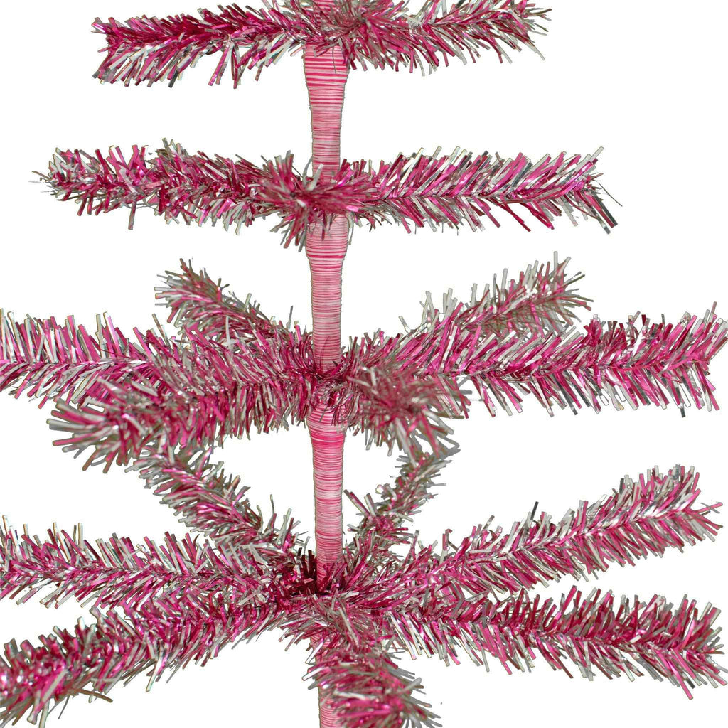 28in Vintage Pink & Silver Tinsel Christmas Tree