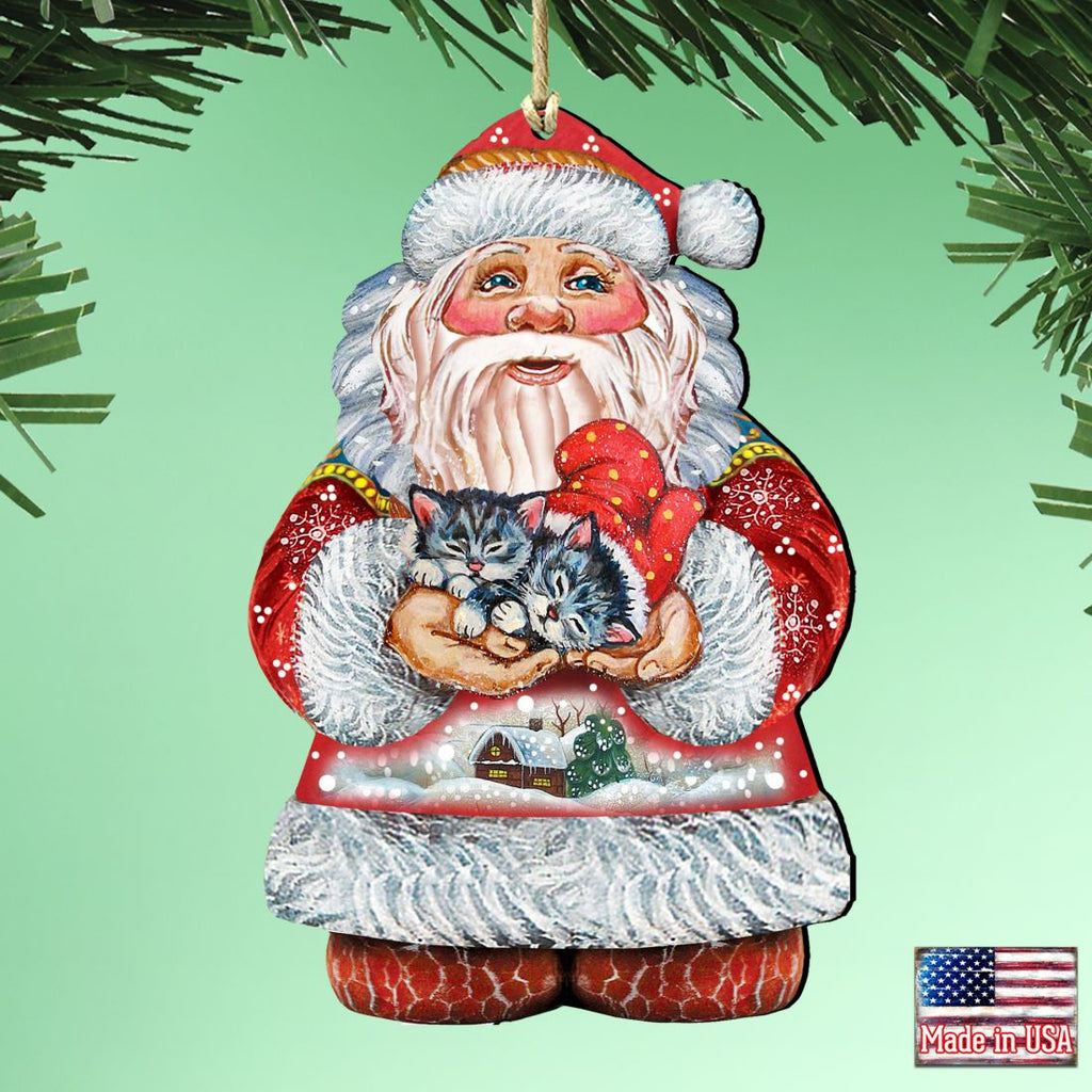 Santa with Matreshka Wooden Ornaments by G. DeBrekht - Christmas Santa Snowman Decor - 8117809