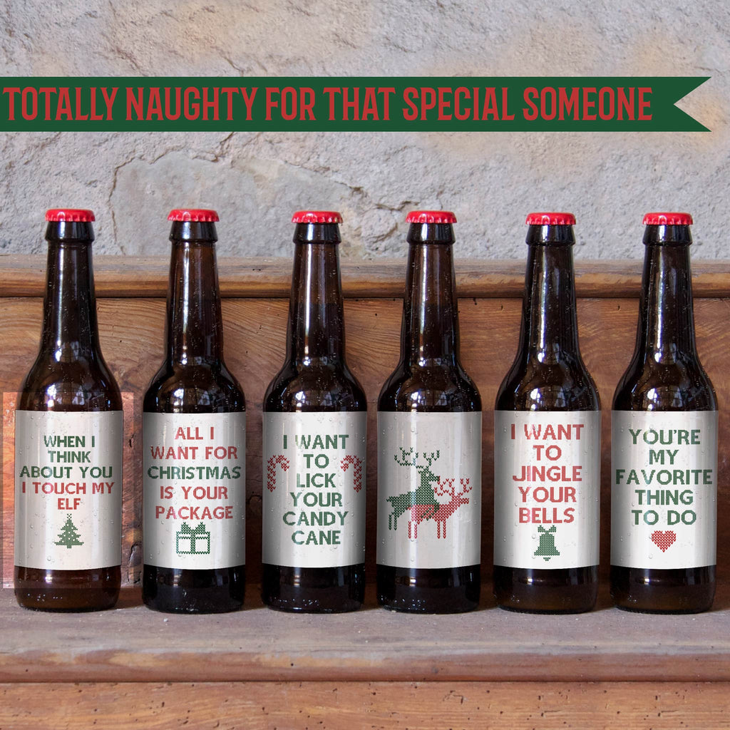 Naughty Christmas Beer Labels, Pack of 6