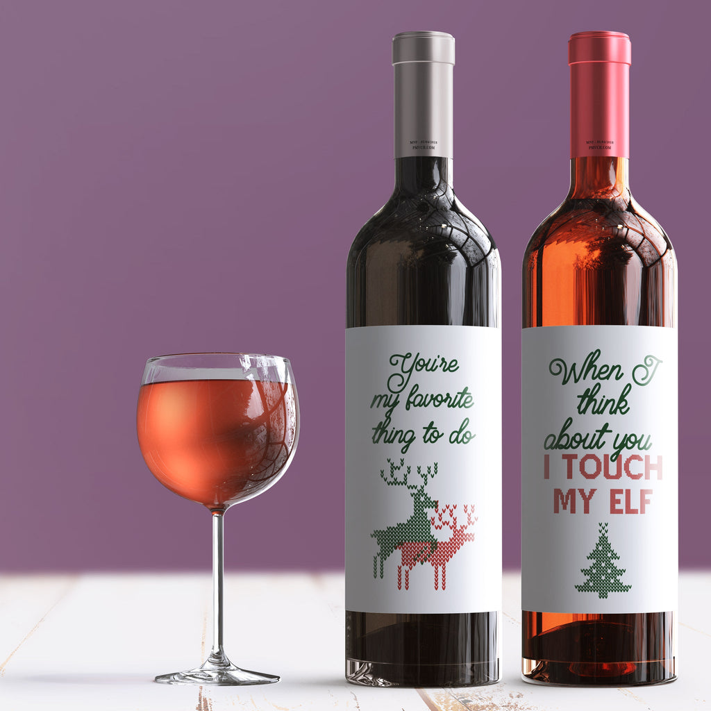 Christmas Wine Labels, Pack of 4