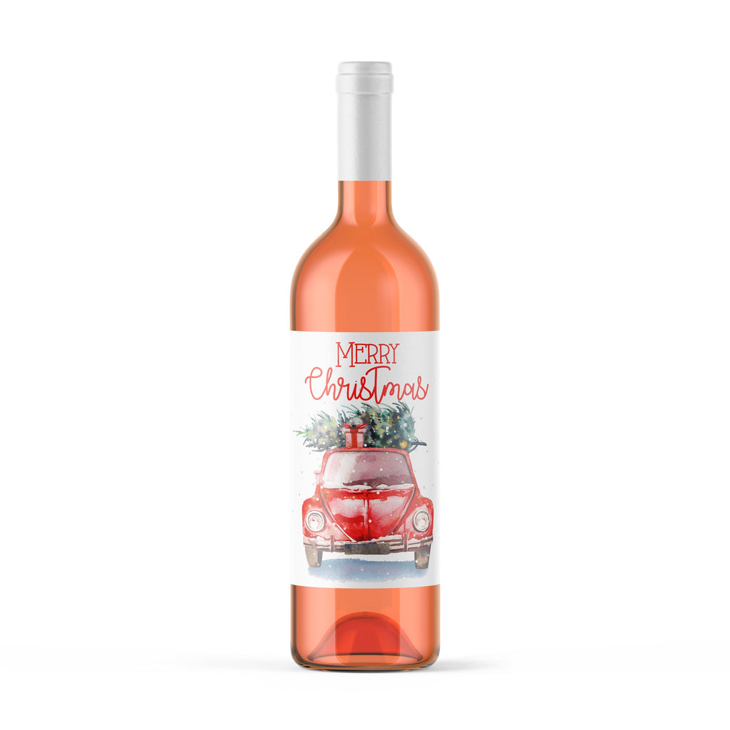 Vintage Truck Merry Christmas Wine Labels, Pack of 4