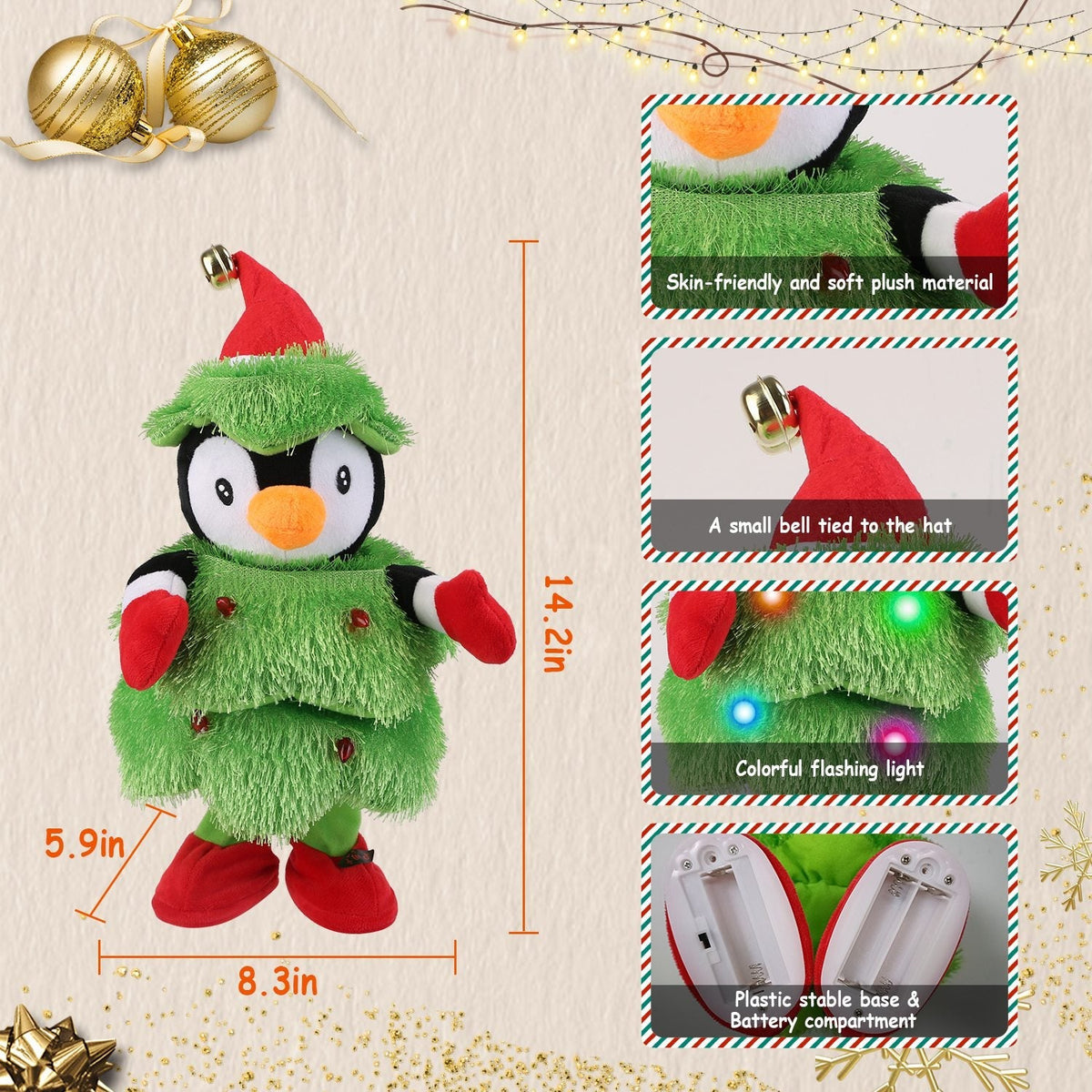 Electric Dancing Singing Plush Toy Twisting Penguin Toy Talking Interactive Mimicking Funny Songs Wiggly Dance Kid Christmas Gift