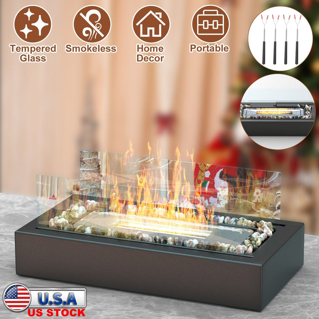 Tabletop Fire Pit With Roasting Sticks Portable Indoor Outdoor Tabletop Fireplace Ethanol Mini Fire Pit Table Top Decoration for Christmas Dinner Part