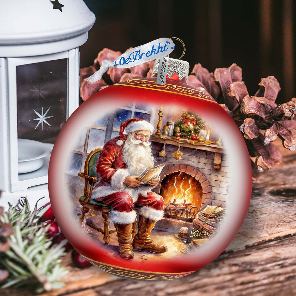St. Nicks Nook Lg Glass Ornament by G.Debrekht - Christmas Santa Snowman Decor - 73960