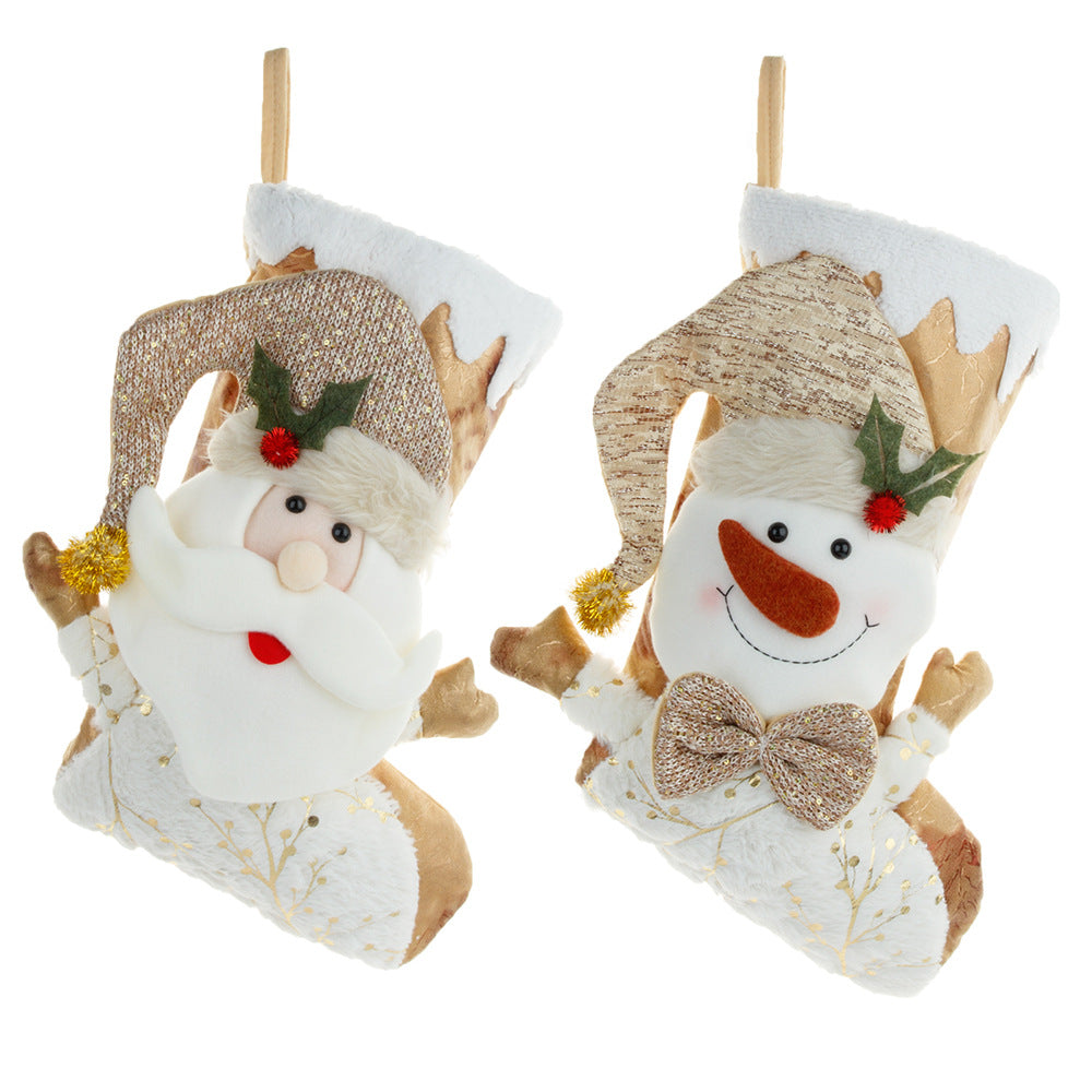 Christmas Decorative Socks Gift Bag Candy Bag Jewelry Gold 3D Christmas Socks Gift Bag
