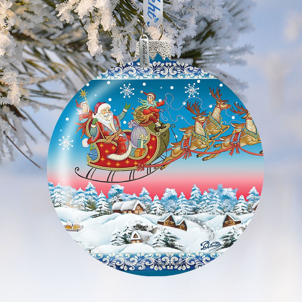 Up-Up Away Ball Glass Ornament Limited Edition by G. DeBrekht - Christmas Santa Snowman Decor - 73842