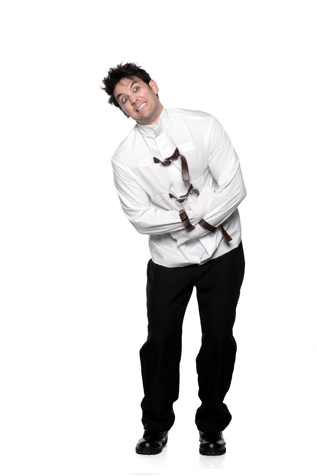 Adult Straight Jacket Psychotic Mental Asylum Patient White Costume