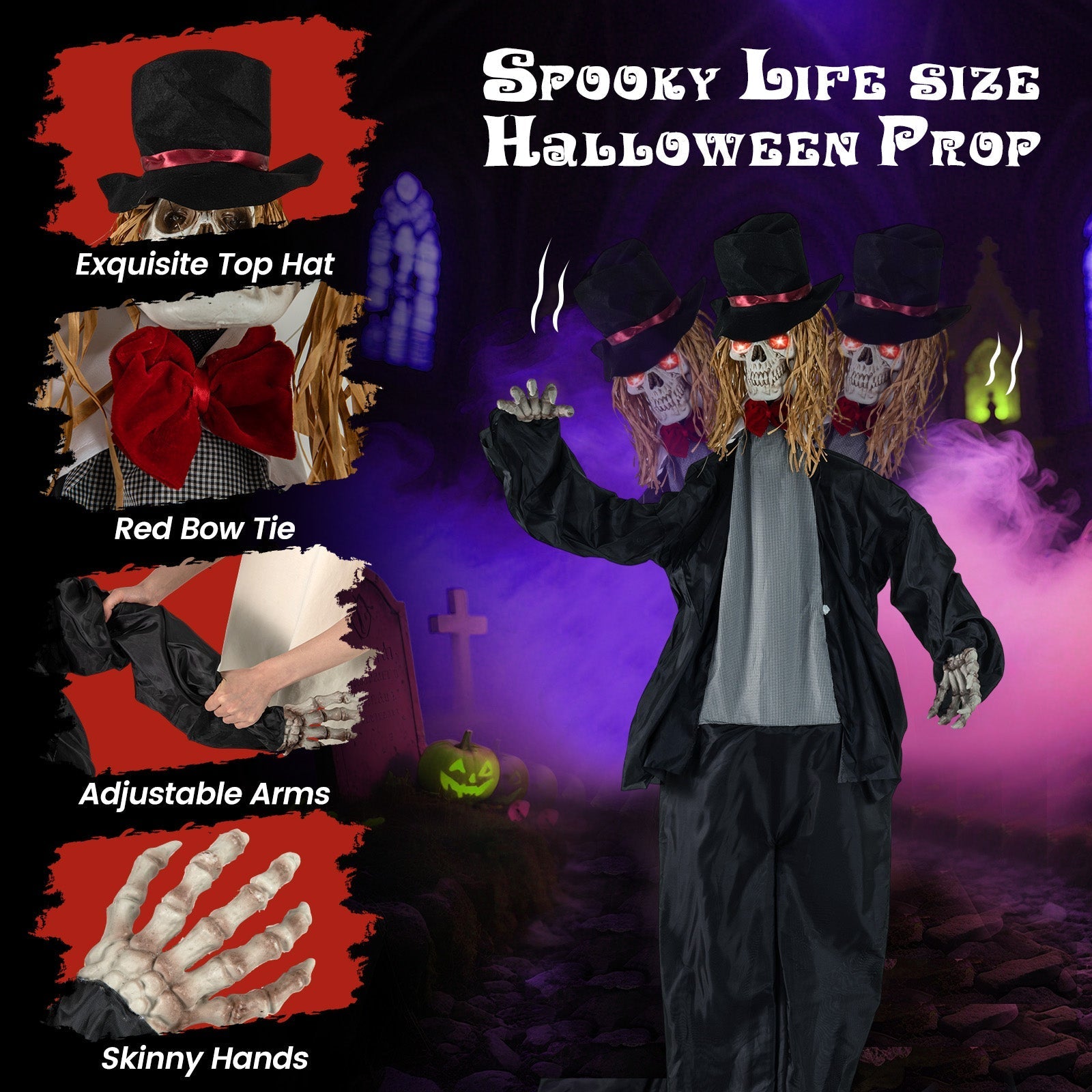 Halloween Animatronic Standing Groom 7.2 FT Haunted House Decoration