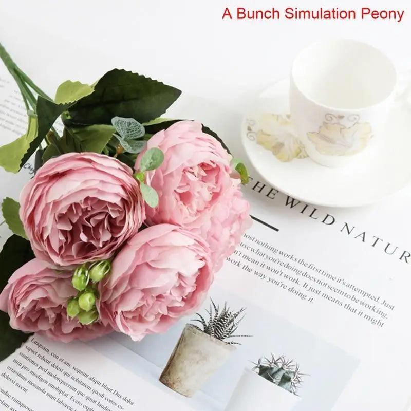 30cm Artificial Silk Peony Flowers Bouquet for Home Decoration -  Faux Christmas Flowers & Wedding Flowers