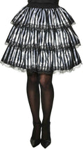 Womens Black and White Striped Tiered Ruffle Lace Detail Costume Skirt Accessory