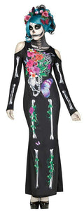 Fun World Women's Beautiful Bones Floral Skeleton Costume Dress S/M 2-8