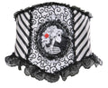 Black and White Lacy Ruffle Detail Skeletal Waist Cincher Costume Accessory
