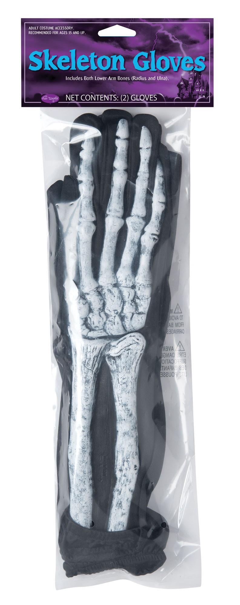 Fun World Skeleton Glove And Wrist Bone Adult Gloves