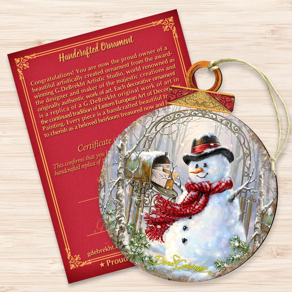 Mail Man Snowman Wooden Ornaments by Gelsinger - Christmas Santa Snowman Decor - 8021018-1421