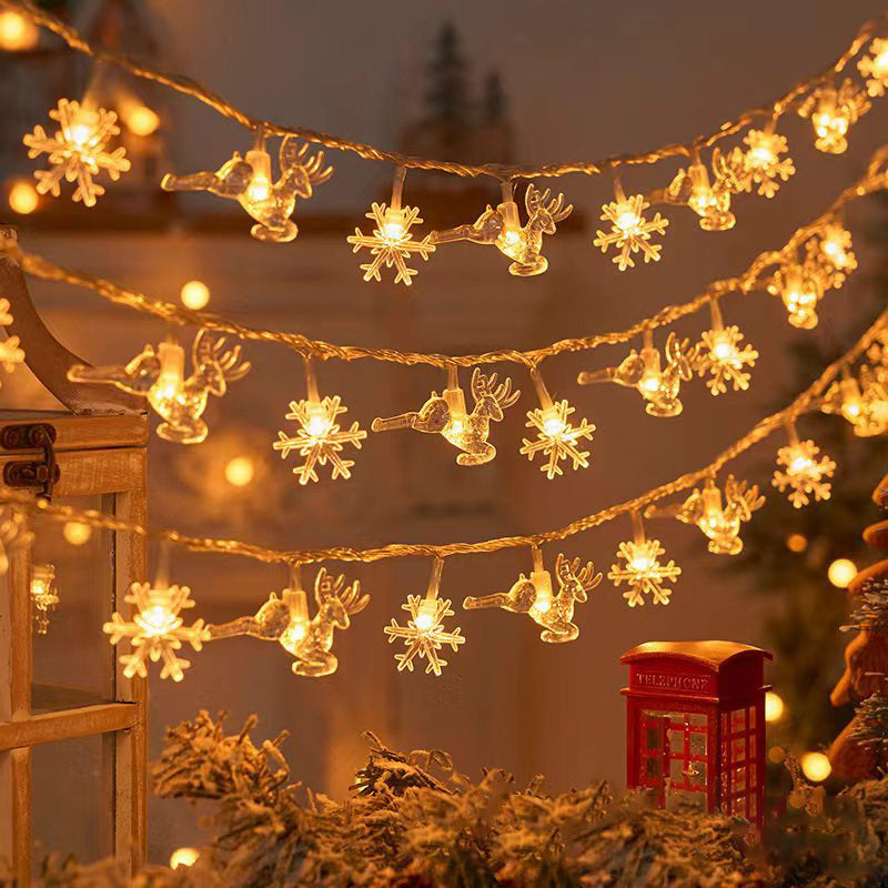 Led Elk Christmas Tree Snowflake Star Light String