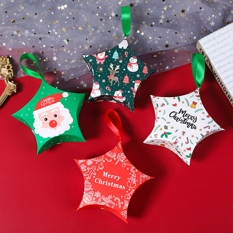 Christmas candy packaging box, Christmas gift box, new pentagonal star gift packaging box