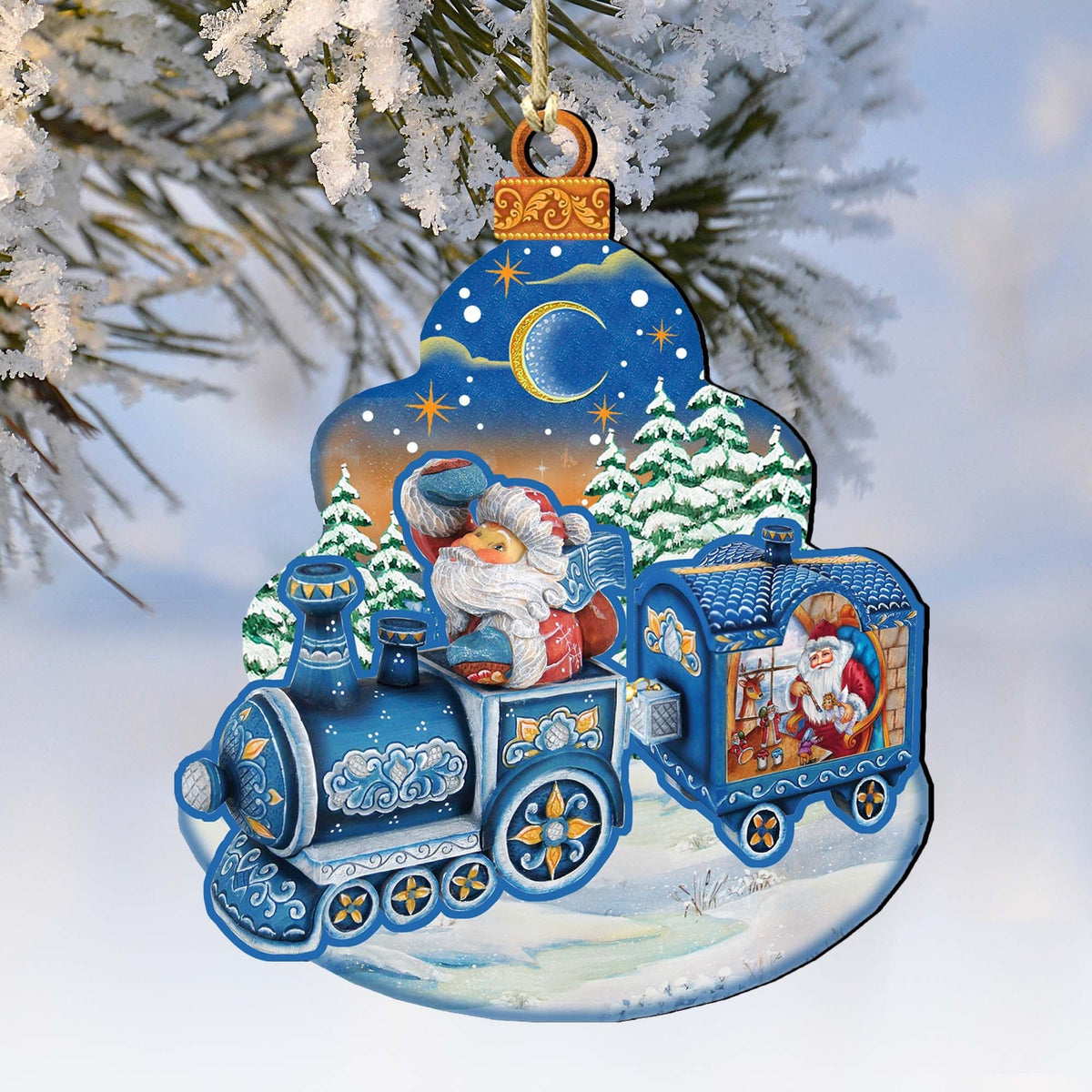 Christmas Train Wooden Ornaments by G. DeBrekht - Christmas Santa Snowman Decor - 8112180