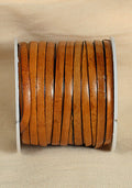 Bossed Braided Strap Full-Grain Leather 25m Saddle Brown