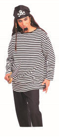 Black and White Striped Long Sleeve Costume Shirt Pirate Clown Prisoner Mime