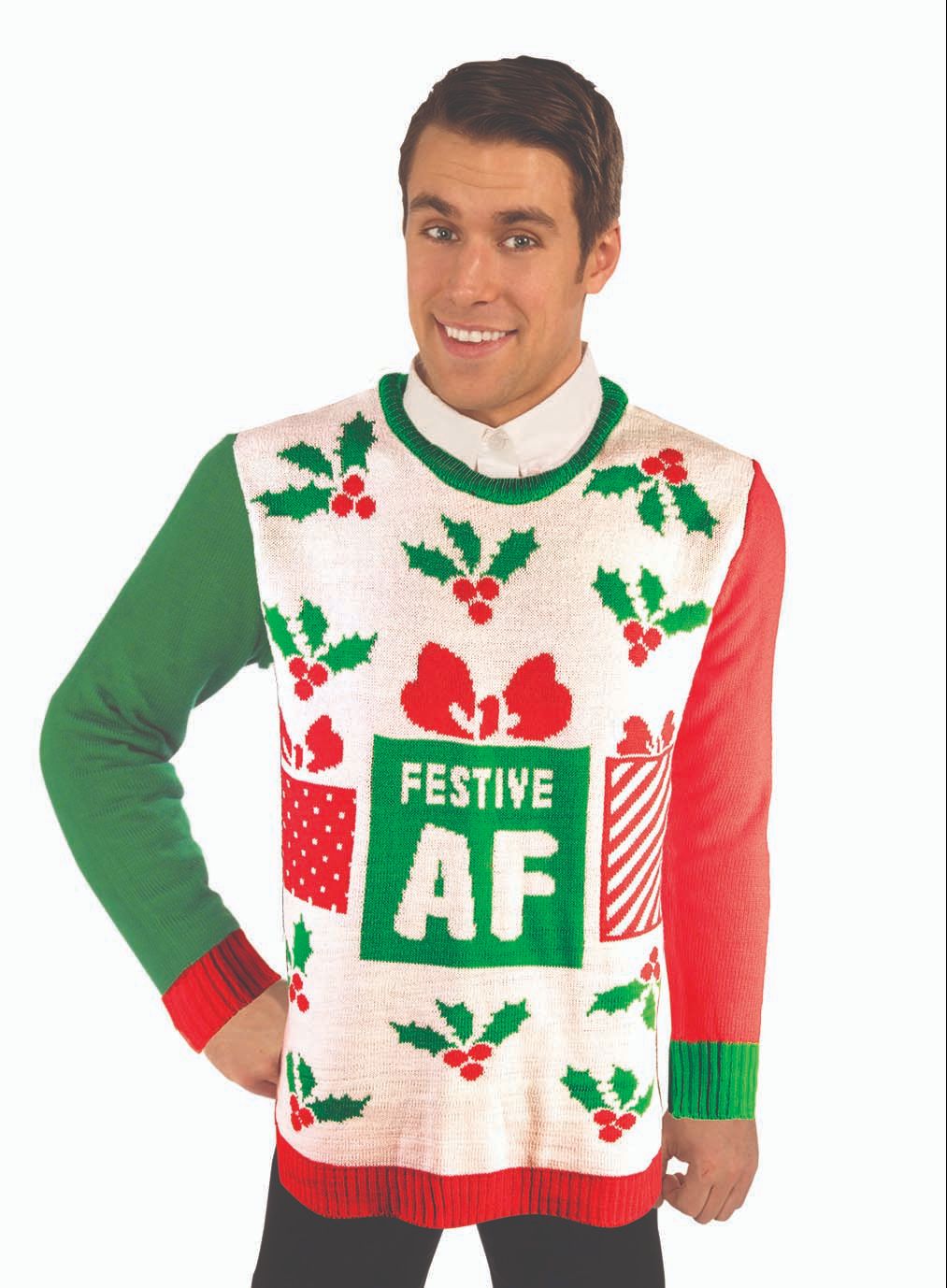 Forum Novelties Festive AF Ugly Christmas Sweater Size X-Large