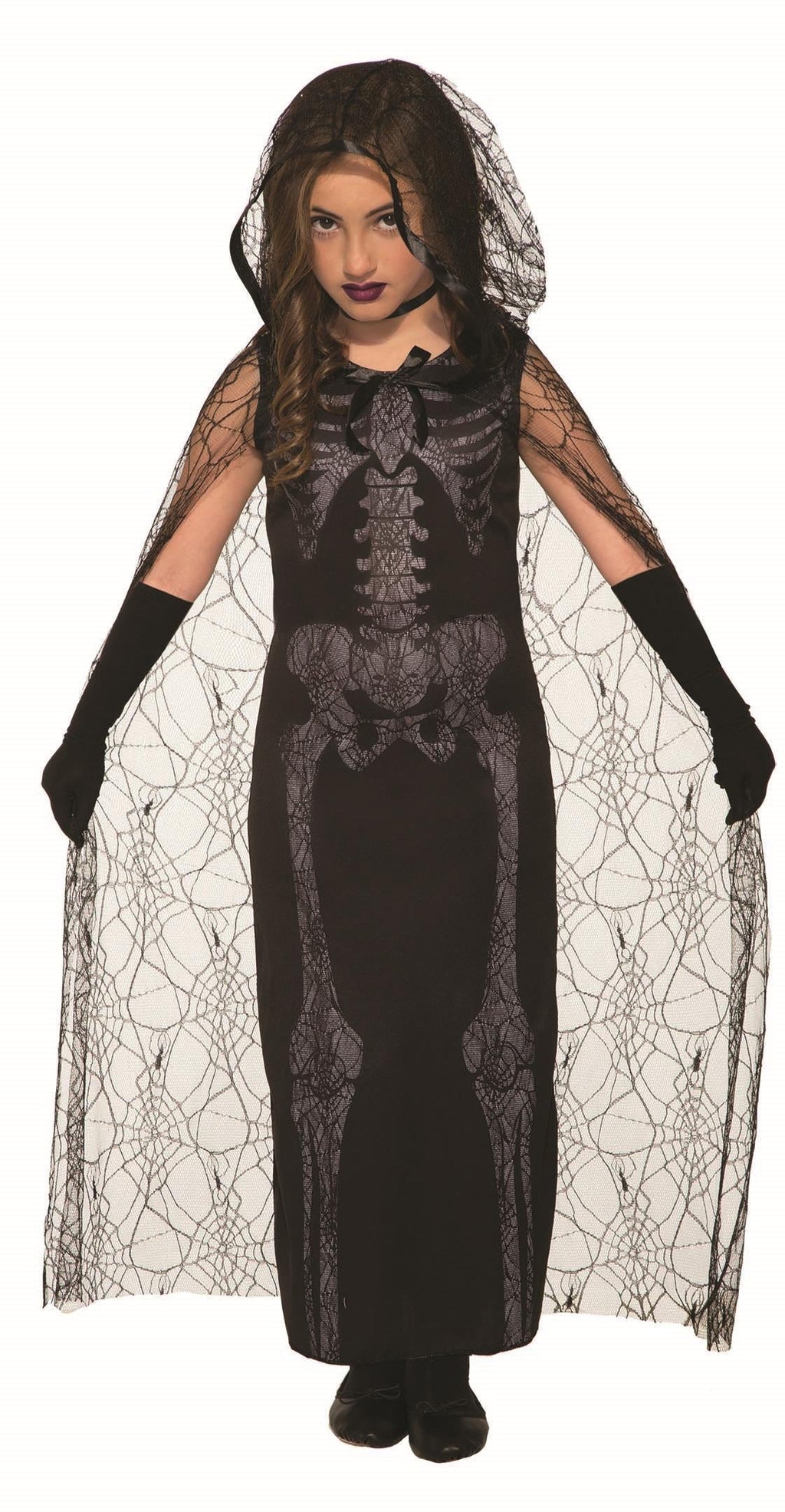 Graveyard Spirit Black Skeleton Dress Child Costume Size Small 4-6