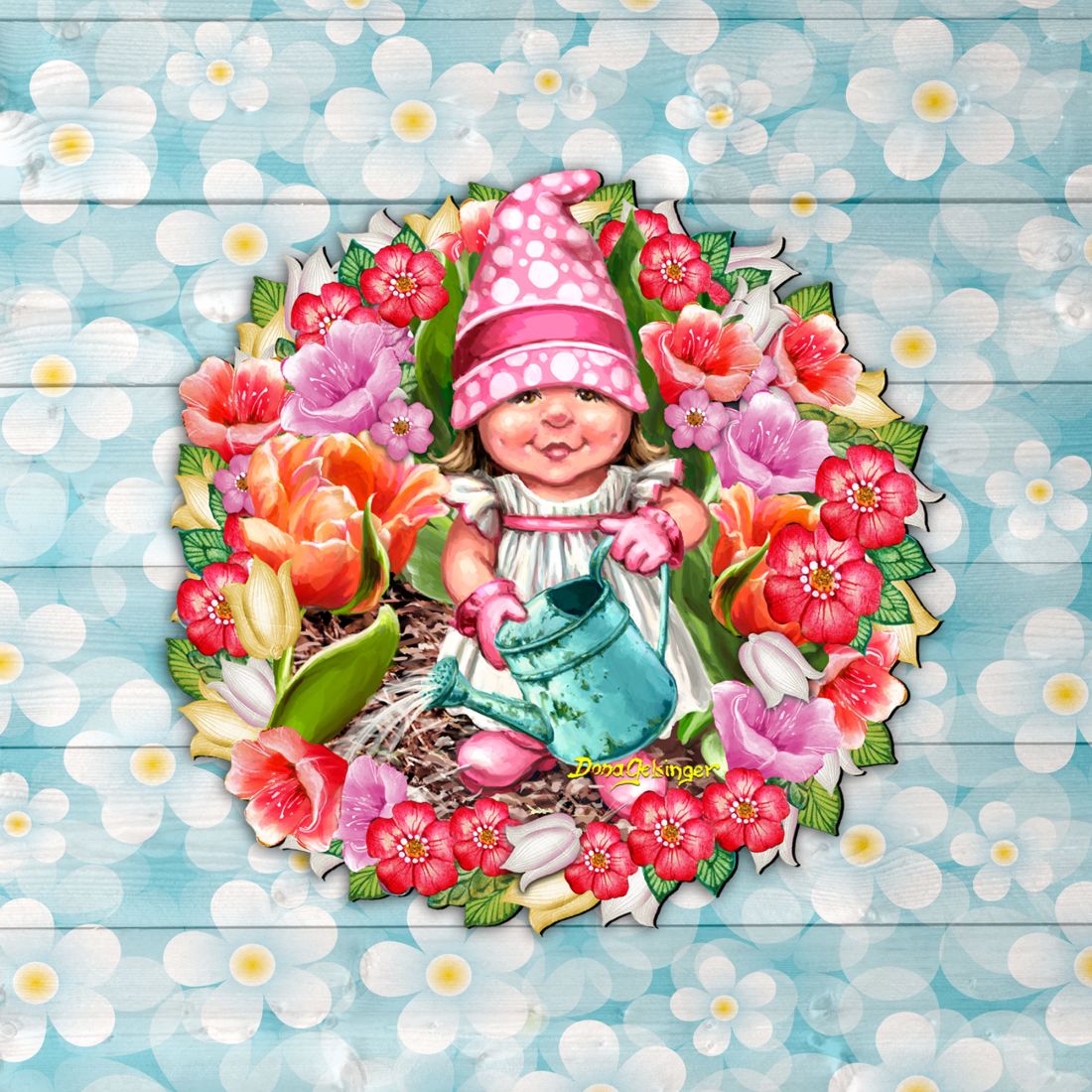 Spring Wreath Blossom Gnome Door Decor by D. Gelsinger - Christmas Decor - 8461055H-DG