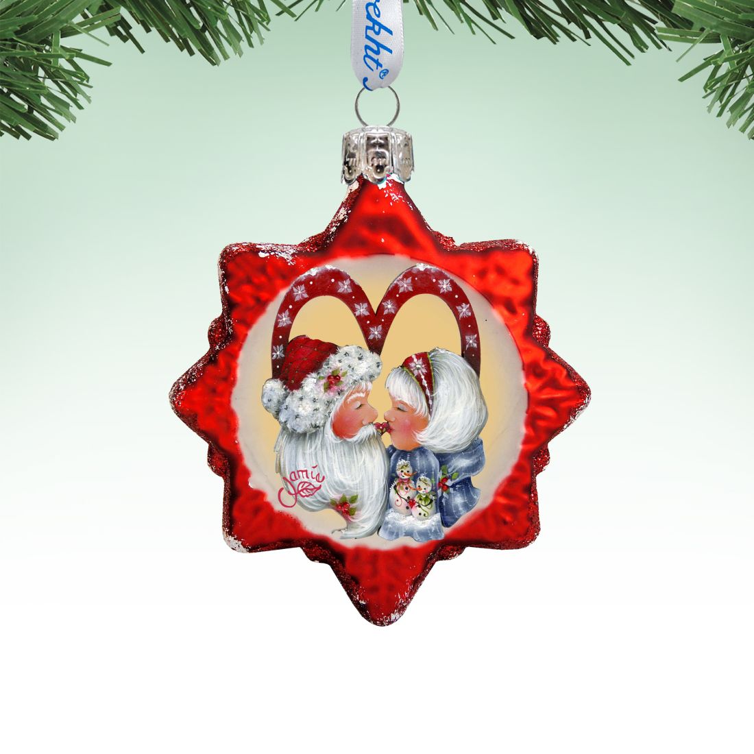So Much in Love Mercury Glass Ornament by Jamie Mills-Price - Christmas Santa Snowman Decor - 778209-7514