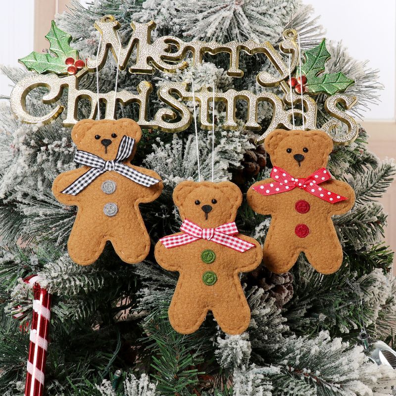 Christmas Party Decoration Christmas Tree Christmas Cartoon Pendant Biscuit Bear Small Pendant Set Christmas Supplies