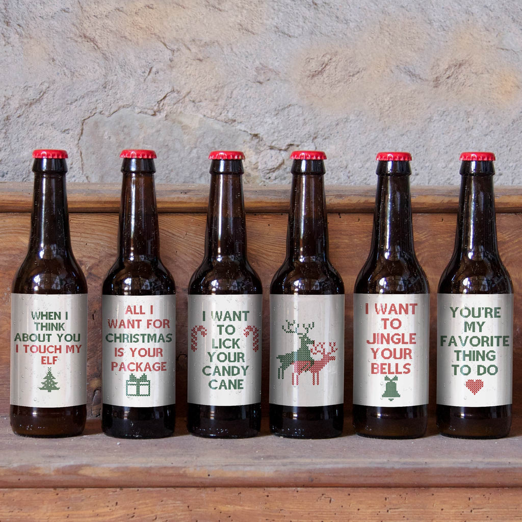 Naughty Christmas Beer Labels, Pack of 6